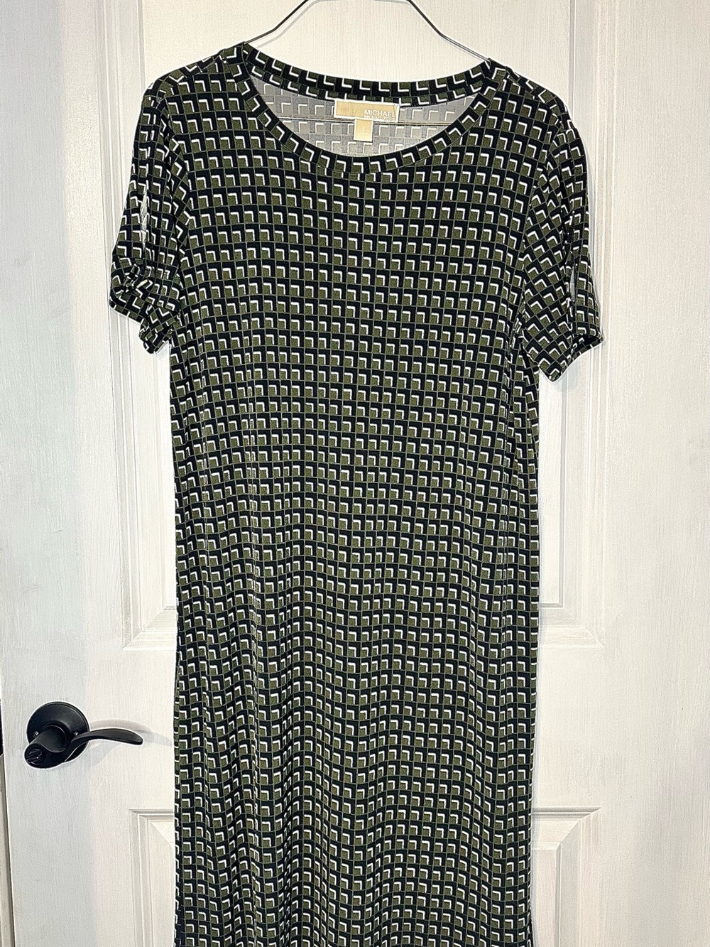 Michael Kors Black and Olive Geo-Print Dress